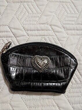 Brighton Black Croc- Embossed Leather Coin Purse